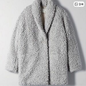 WILFRED FREE grey teddy coat